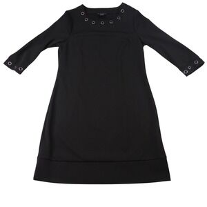 Charlie Paige Black Crew Neck Eyelet Detail 3/4 Sleeve Dress S P